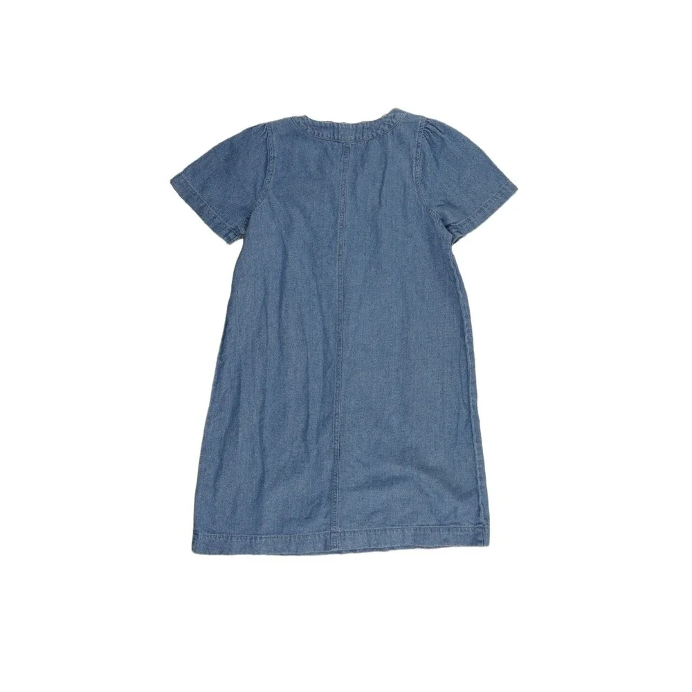 Madewell Denim Shift Dress Womens‎ Size XS Blue Cotton Linen Puff Sleeve
